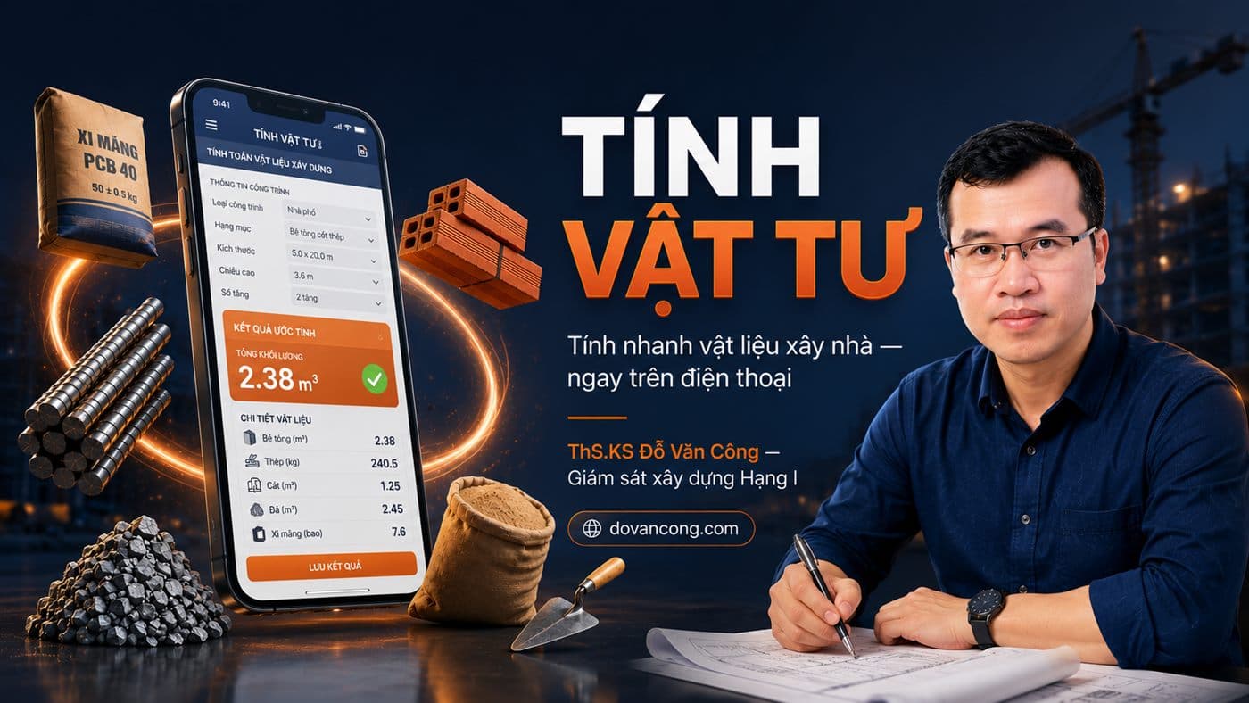TÍNH VẬT TƯ — Tra định mức & tính vật liệu xây dựng