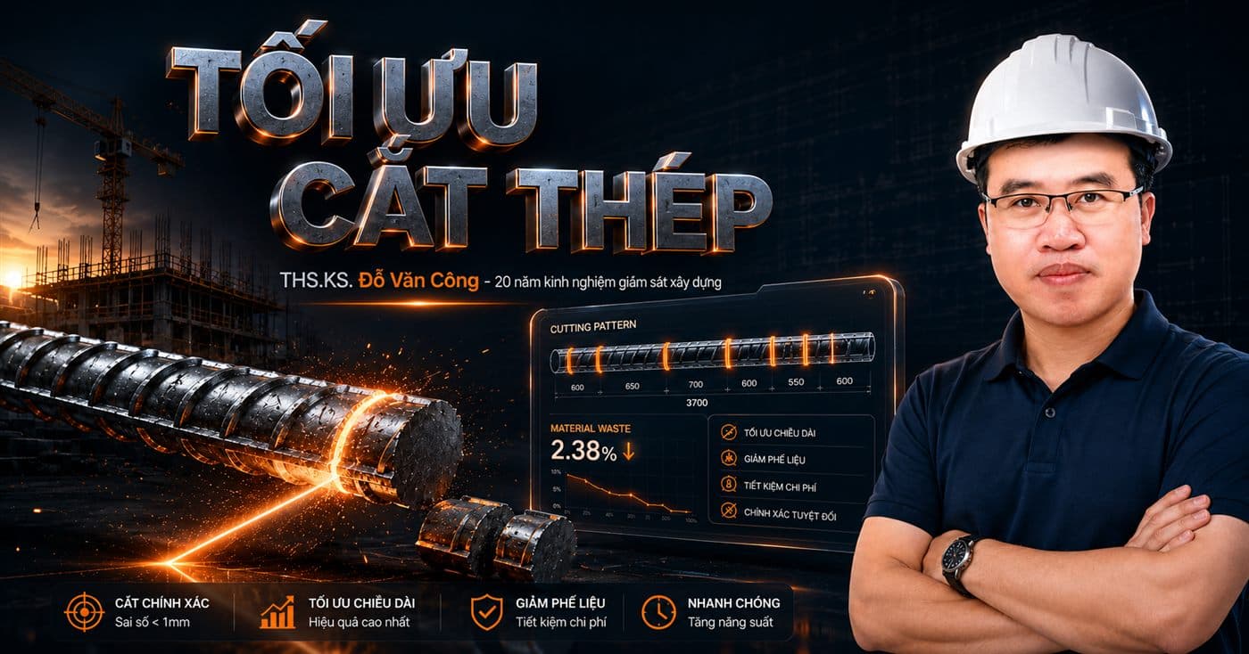 TỐI ƯU CẮT THÉP — Cắt cây thép 11,7m không bỏ phí một cm